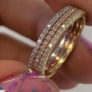 925 Sterling Silver Ring Set - Silver, Rose Gold Plated, Gold Plated